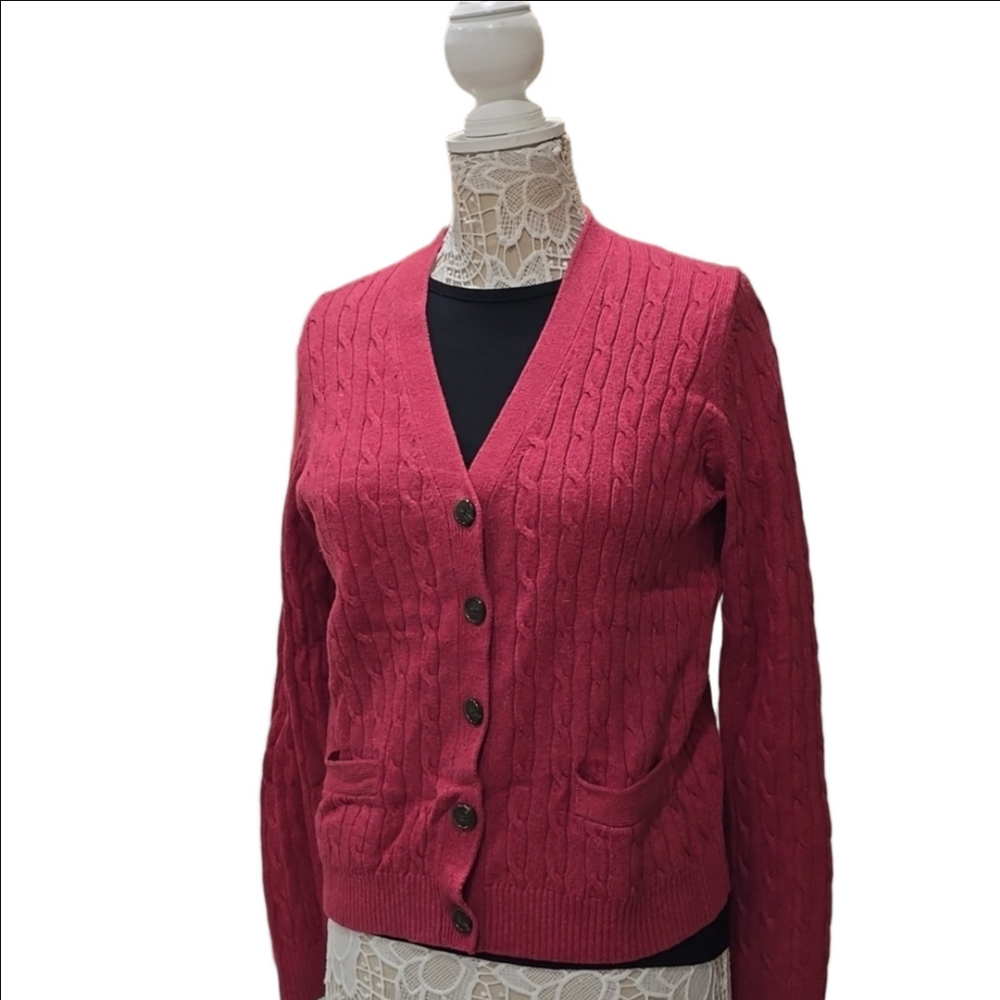 Land's End Cable Knit Cardigan Sweater Sz S